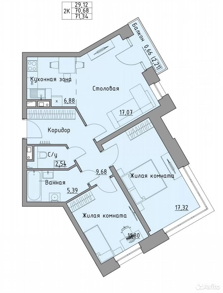 планировка квартиры 71 м2